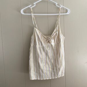 Victoria’s Secret Gold Striped Tie-Front Cami Top Size M – Adjustable Straps